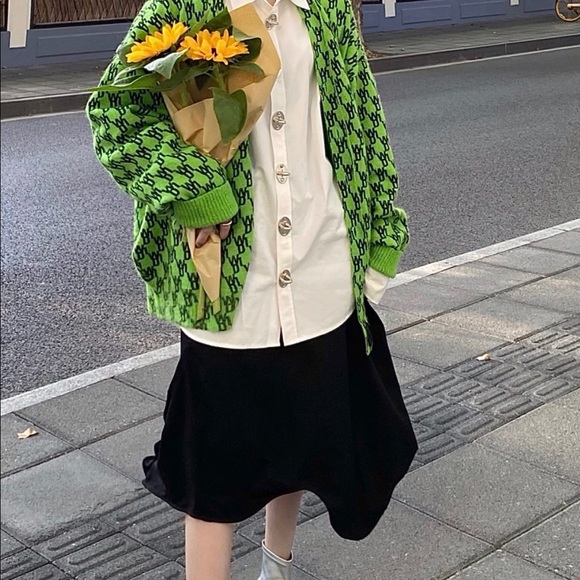 We11done Logo Printed Green Cardigan - Picture 7 of 7